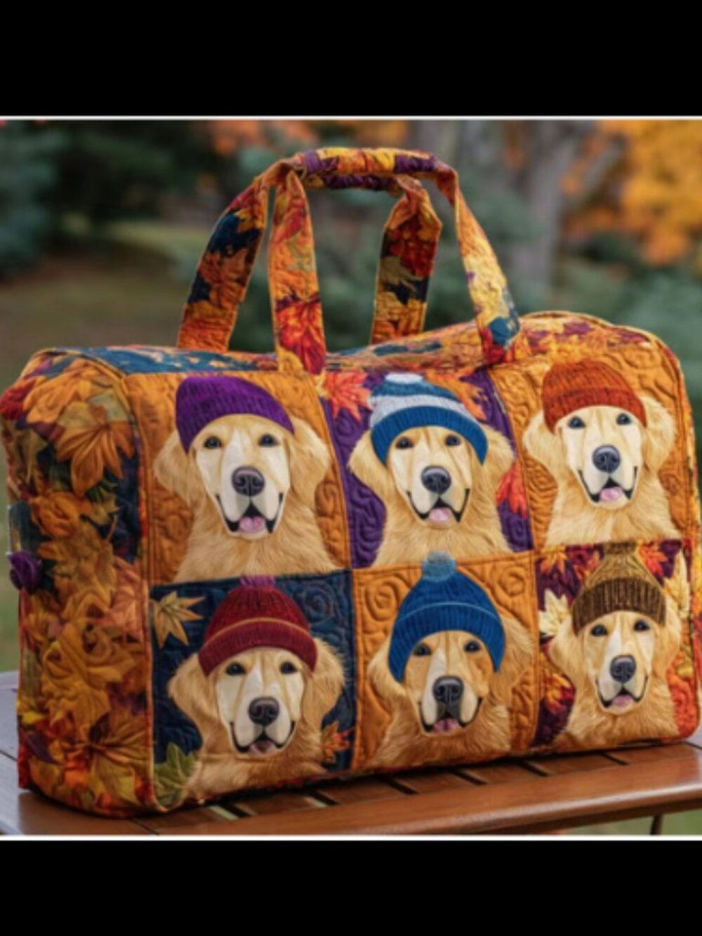 NEW Large Quilted Dog Theme Travel Bag/Duffle